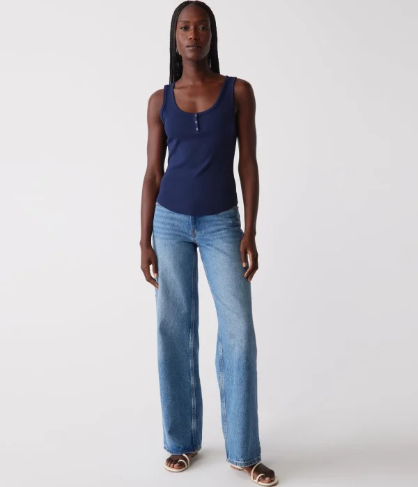 Michael Stars Kris Snap Front Tank- Tank Tops | Ultra Rib T-Shirts
