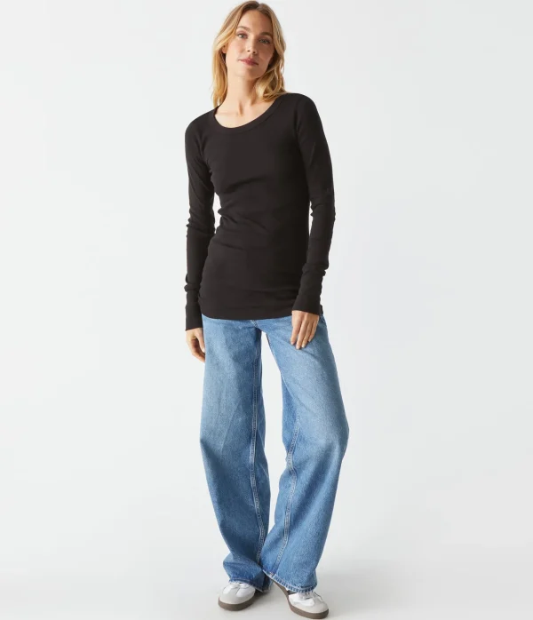 Michael Stars Legacy Supima Tee with Raw Edge- T-Shirts | Supima Cotton T-Shirts