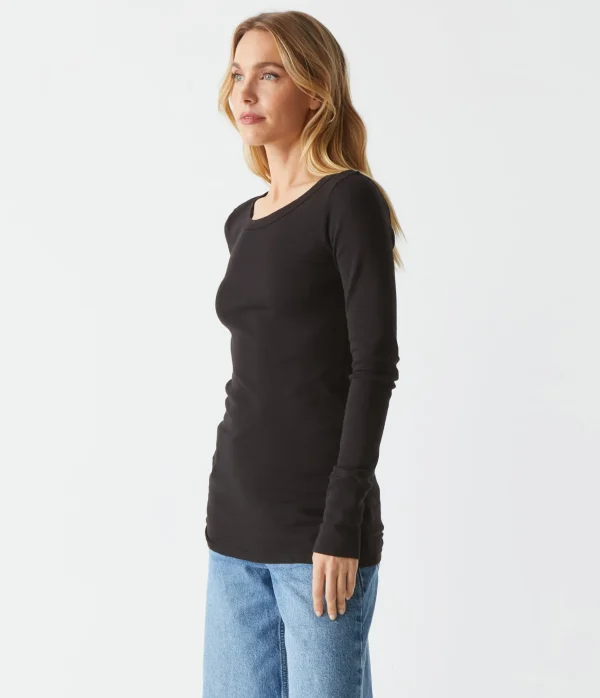 Michael Stars Legacy Supima Tee with Raw Edge- T-Shirts | Supima Cotton T-Shirts