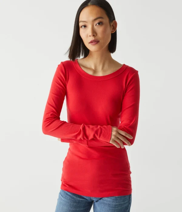 Michael Stars Legacy Supima Tee with Raw Edge- T-Shirts | Supima Cotton T-Shirts