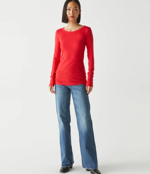 Michael Stars Legacy Supima Tee with Raw Edge- T-Shirts | Supima Cotton T-Shirts