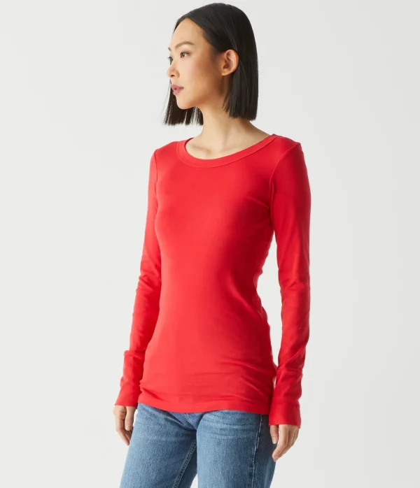 Michael Stars Legacy Supima Tee with Raw Edge- T-Shirts | Supima Cotton T-Shirts