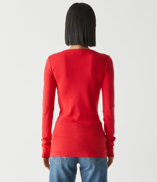 Michael Stars Legacy Supima Tee with Raw Edge- T-Shirts | Supima Cotton T-Shirts