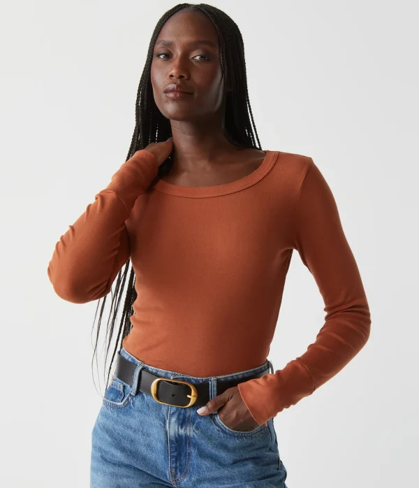 Michael Stars Legacy Supima Tee with Raw Edge- T-Shirts | Supima Cotton T-Shirts