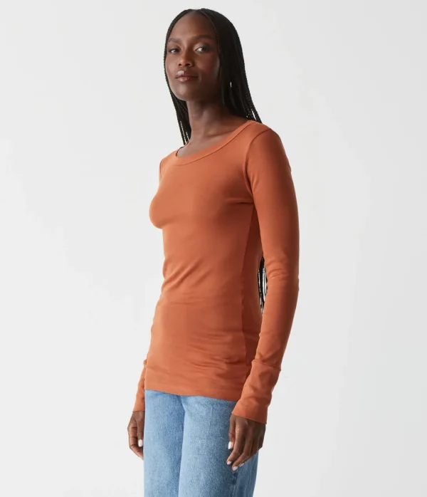 Michael Stars Legacy Supima Tee with Raw Edge- T-Shirts | Supima Cotton T-Shirts