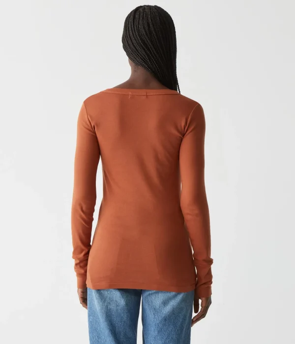Michael Stars Legacy Supima Tee with Raw Edge- T-Shirts | Supima Cotton T-Shirts