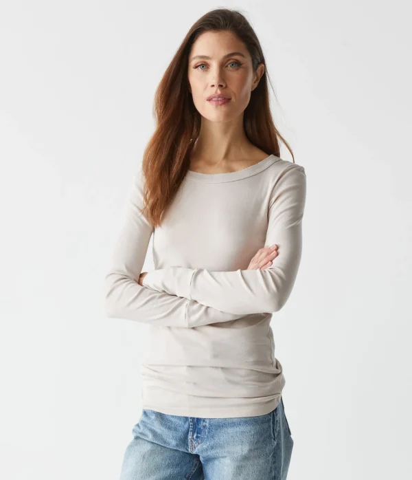 Michael Stars Legacy Supima Tee with Raw Edge- T-Shirts | Supima Cotton T-Shirts