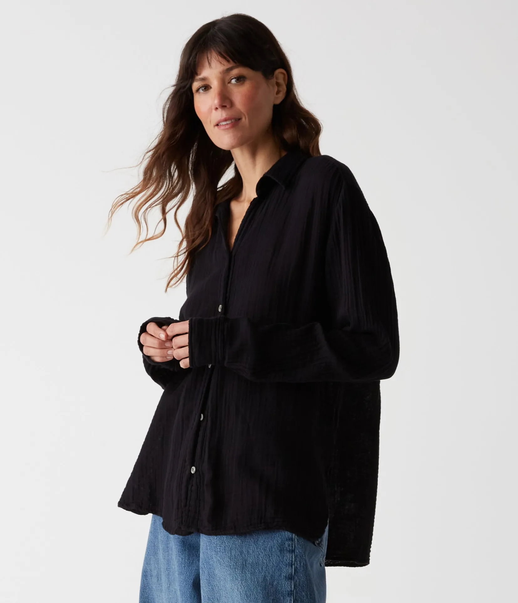 leo_gauze_button_down_shirt_10.webp Michael Stars Leo Gauze Button Down Shirt- Tops, Blouses & Shirts