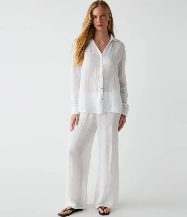 Michael Stars Leo Gauze Button Down Shirt- Tops, Blouses & Shirts