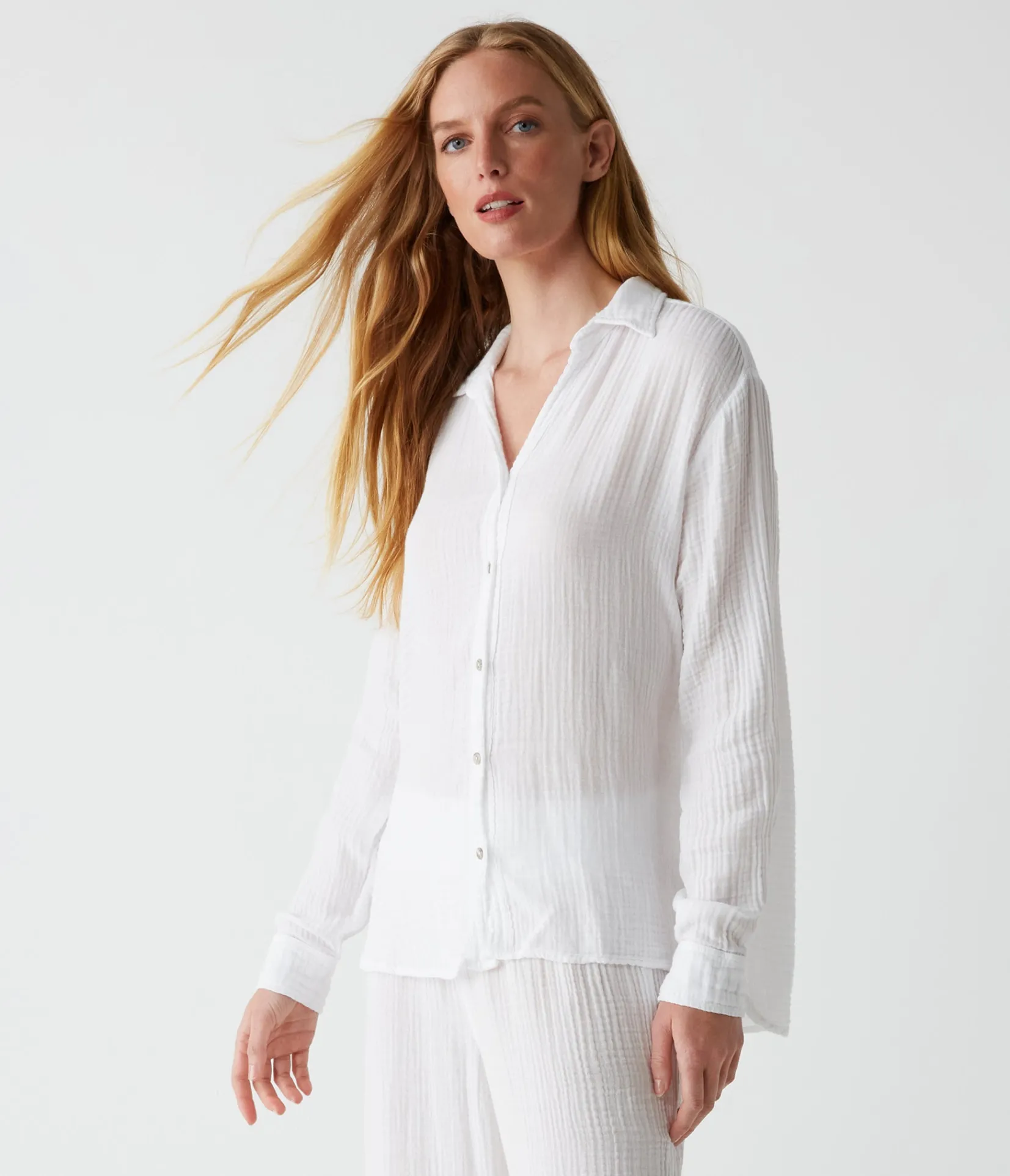 leo_gauze_button_down_shirt_14.webp Michael Stars Leo Gauze Button Down Shirt- Tops, Blouses & Shirts