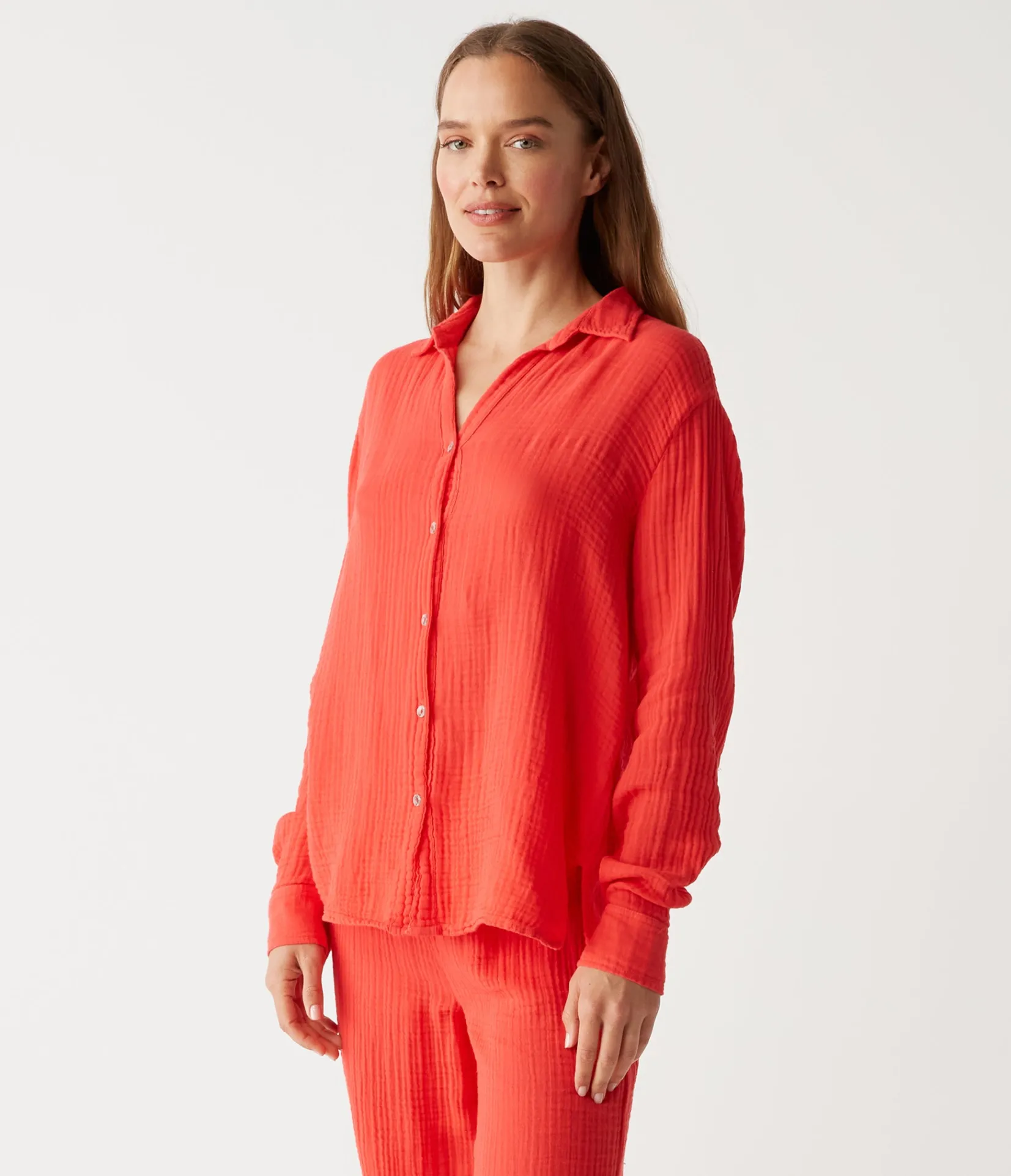 leo_gauze_button_down_shirt_18.webp Michael Stars Leo Gauze Button Down Shirt- Tops, Blouses & Shirts
