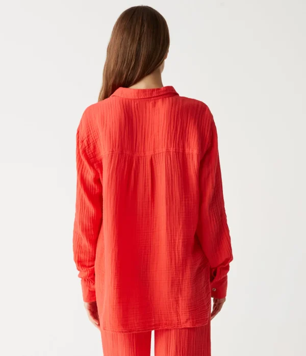 Michael Stars Leo Gauze Button Down Shirt- Tops, Blouses & Shirts