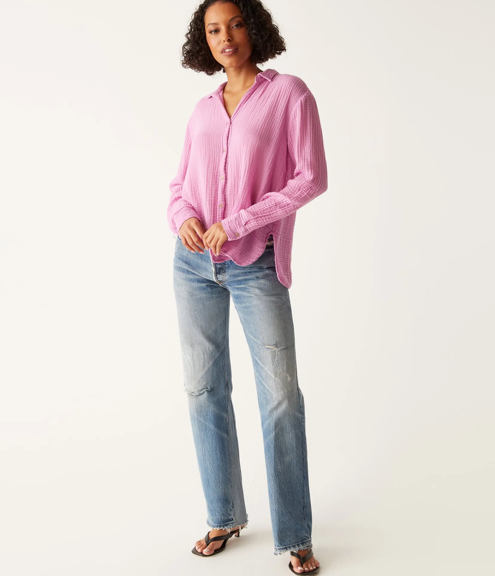 leo_gauze_button_down_shirt_22.webp Michael Stars Leo Gauze Button Down Shirt- Tops, Blouses & Shirts