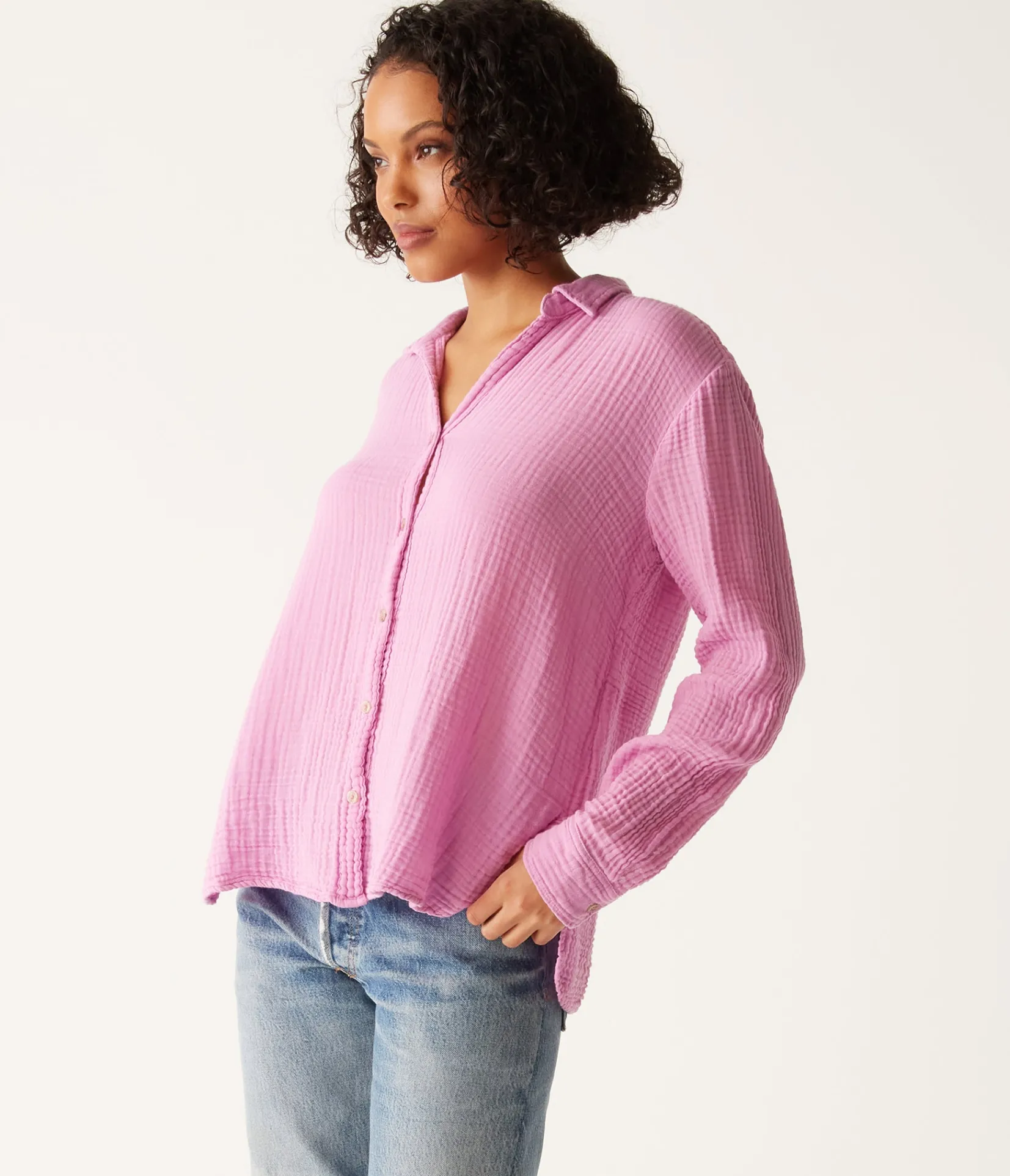leo_gauze_button_down_shirt_23.webp Michael Stars Leo Gauze Button Down Shirt- Tops, Blouses & Shirts