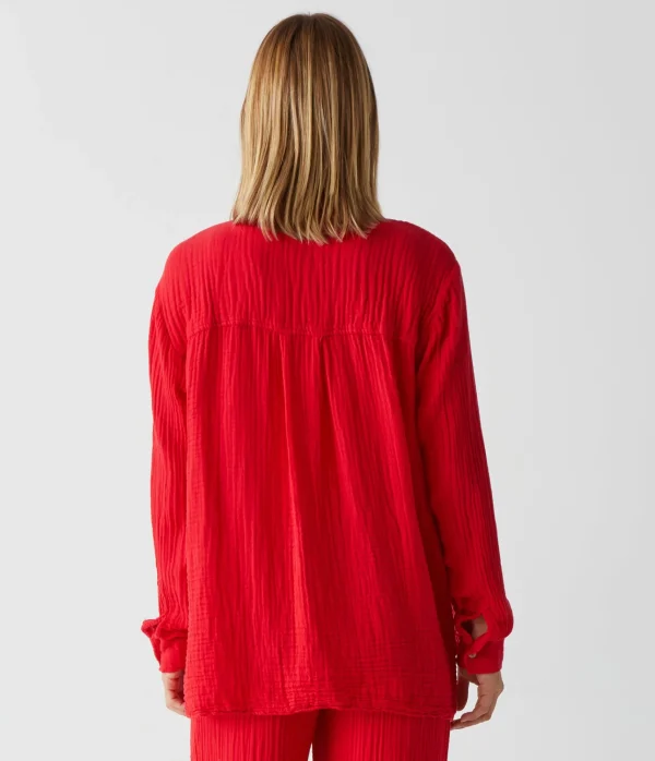 Michael Stars Leo Gauze Button Down Shirt- Tops, Blouses & Shirts