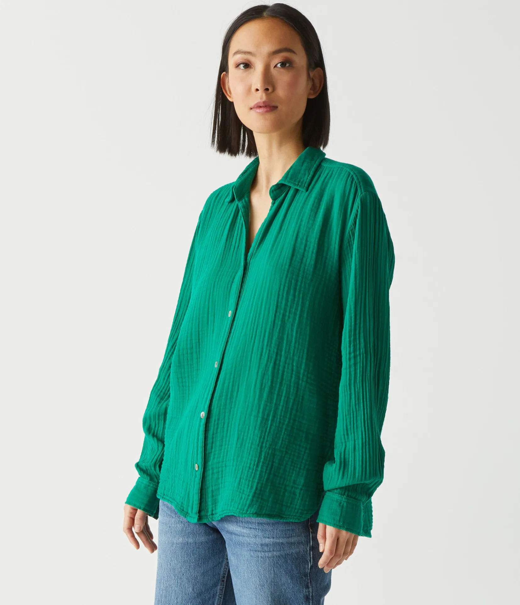 leo_gauze_button_down_shirt_38.webp Michael Stars Leo Gauze Button Down Shirt- Tops, Blouses & Shirts