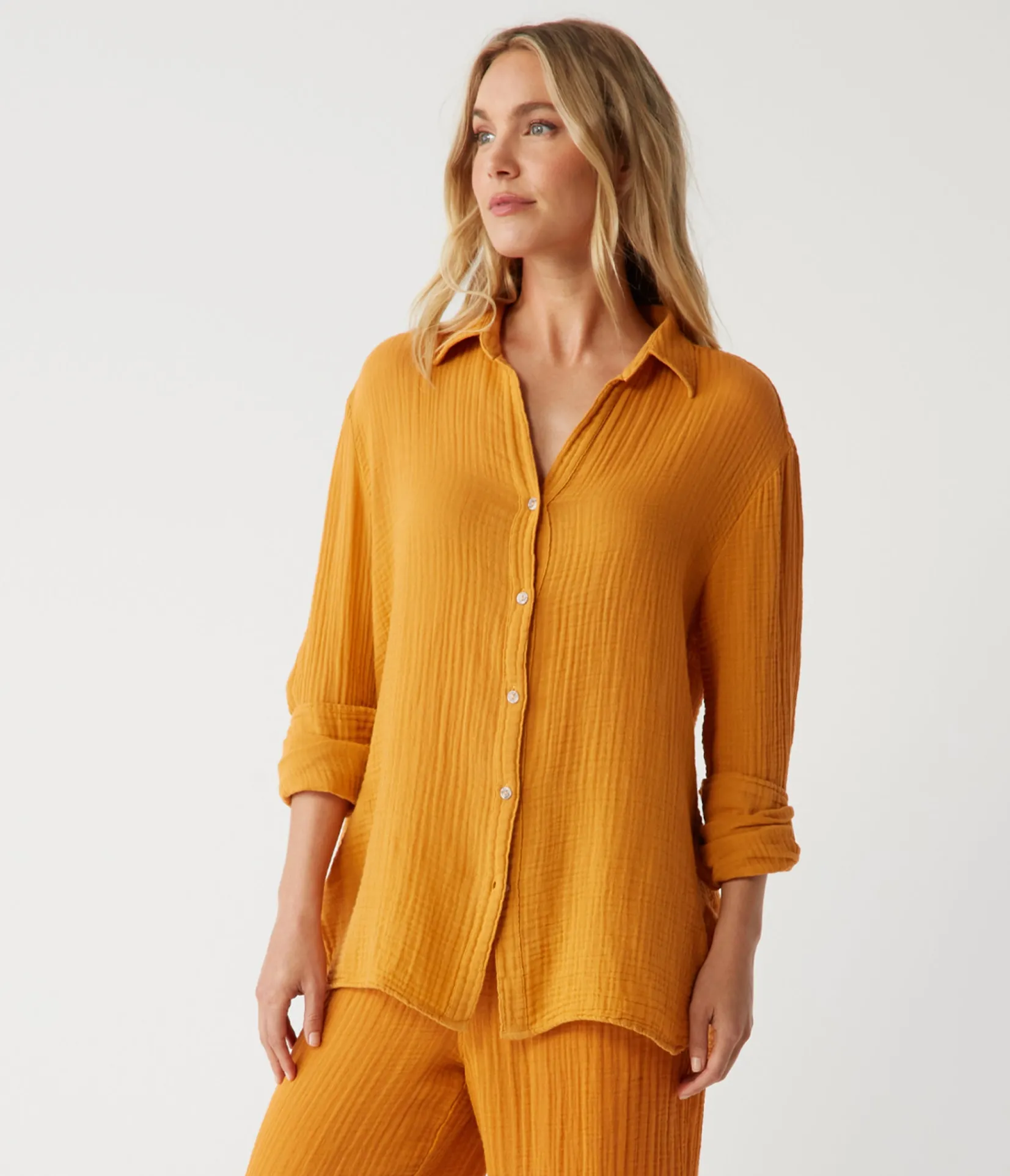 leo_gauze_button_down_shirt_42.webp Michael Stars Leo Gauze Button Down Shirt- Tops, Blouses & Shirts