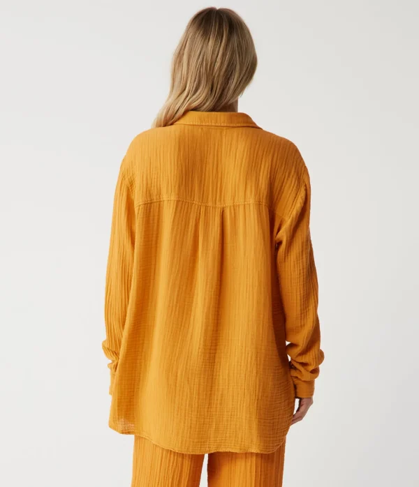Michael Stars Leo Gauze Button Down Shirt- Tops, Blouses & Shirts