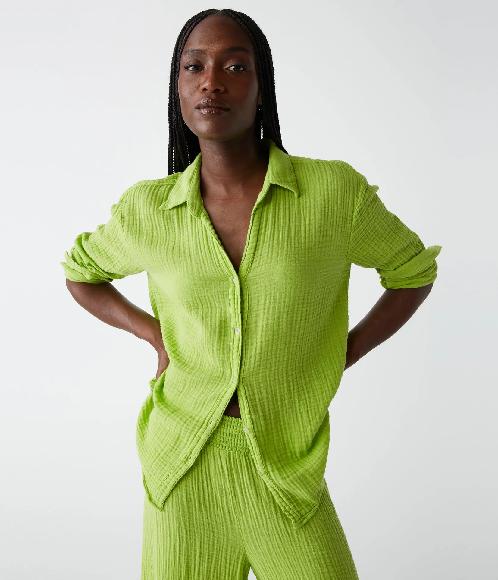 leo_gauze_button_down_shirt_44.webp Michael Stars Leo Gauze Button Down Shirt- Tops, Blouses & Shirts