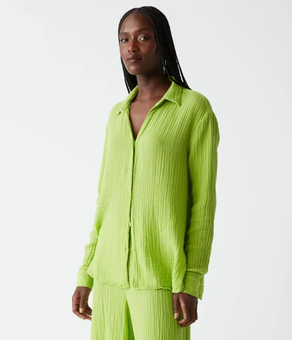 Michael Stars Leo Gauze Button Down Shirt- Tops, Blouses & Shirts