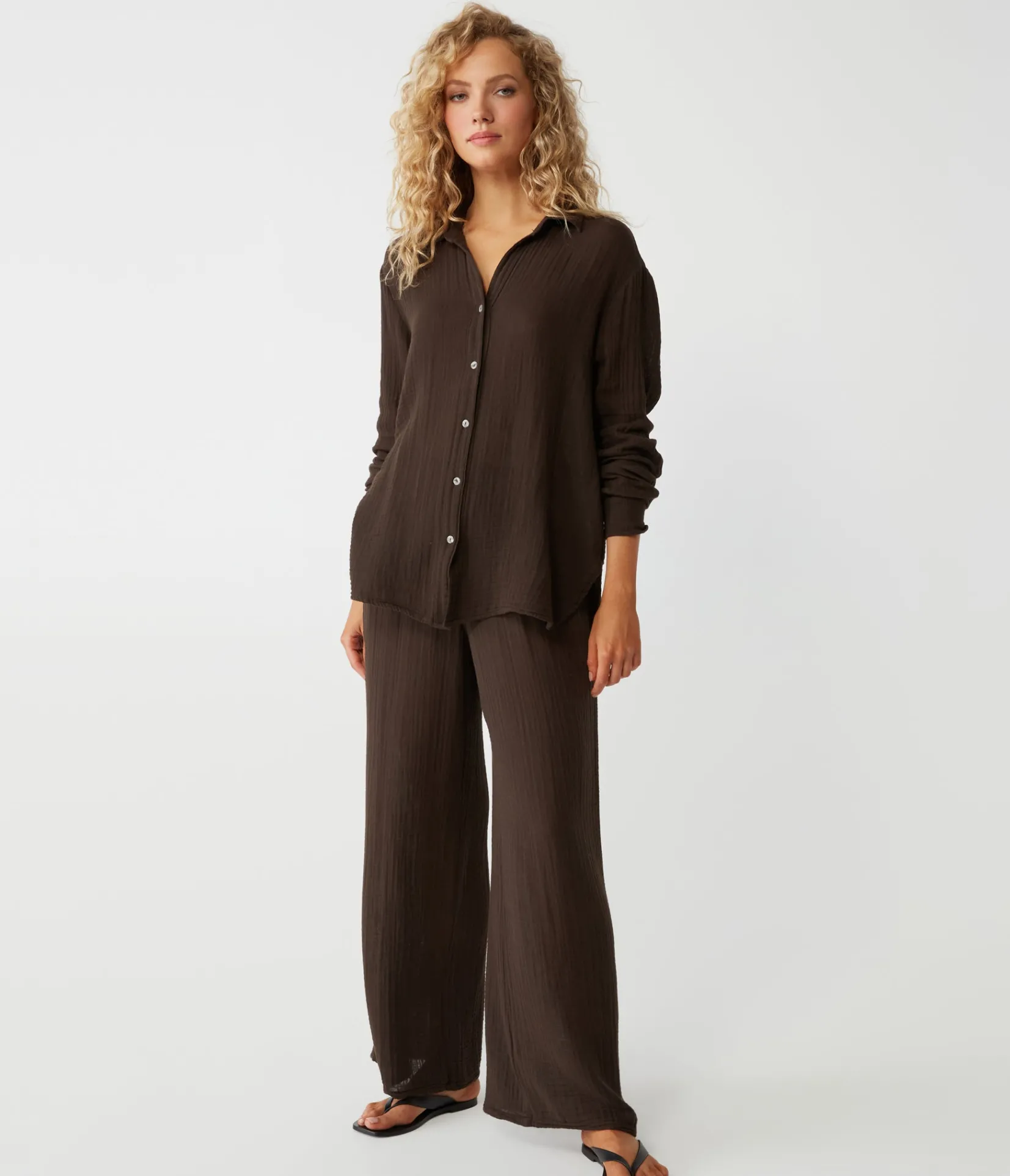 leo_gauze_button_down_shirt_53.webp Michael Stars Leo Gauze Button Down Shirt- Tops, Blouses & Shirts