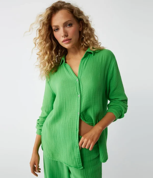 Michael Stars Leo Gauze Button Down Shirt- Tops, Blouses & Shirts