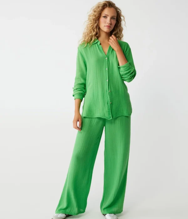 Michael Stars Leo Gauze Button Down Shirt- Tops, Blouses & Shirts