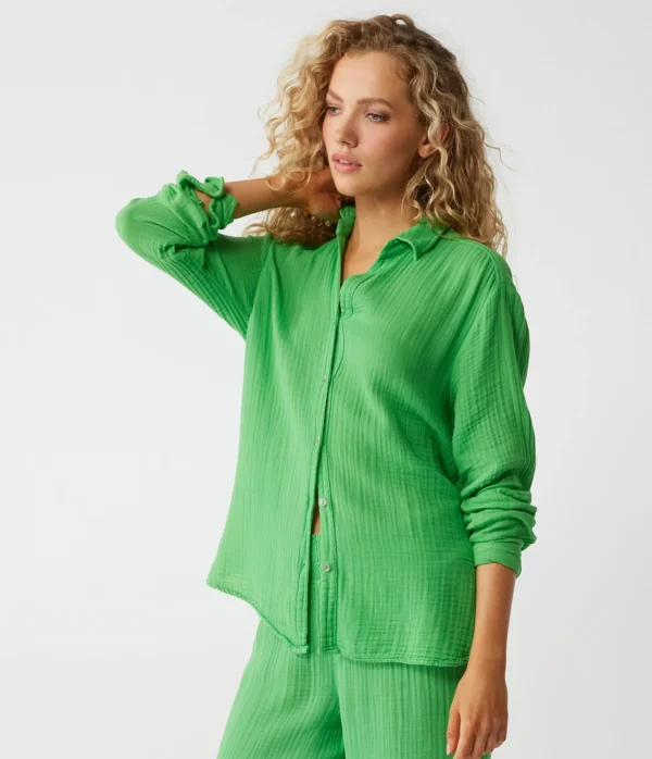 Michael Stars Leo Gauze Button Down Shirt- Tops, Blouses & Shirts