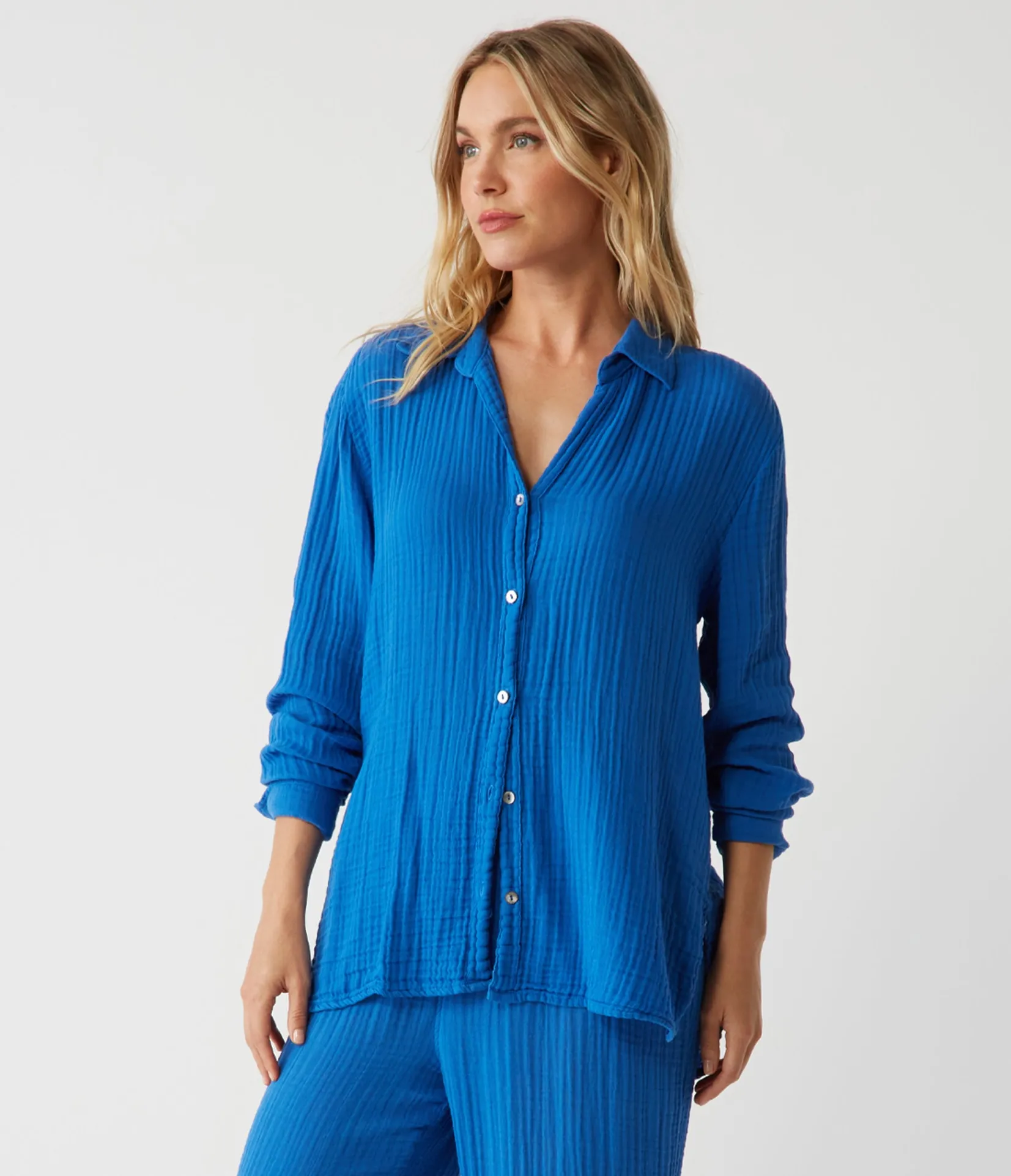 leo_gauze_button_down_shirt_62.webp Michael Stars Leo Gauze Button Down Shirt- Tops, Blouses & Shirts
