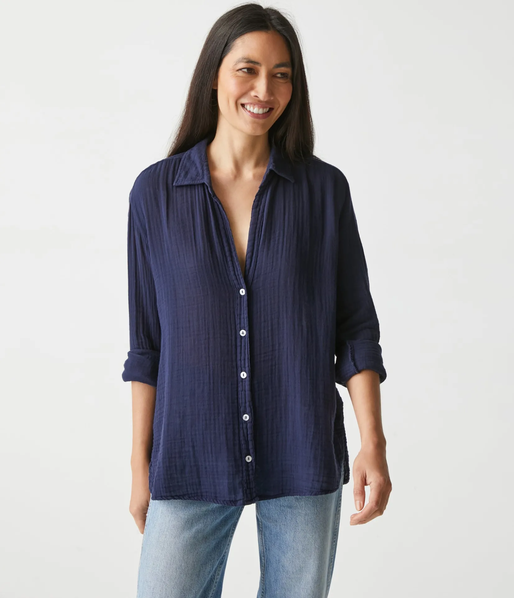 leo_gauze_button_down_shirt_64.webp Michael Stars Leo Gauze Button Down Shirt- Tops, Blouses & Shirts