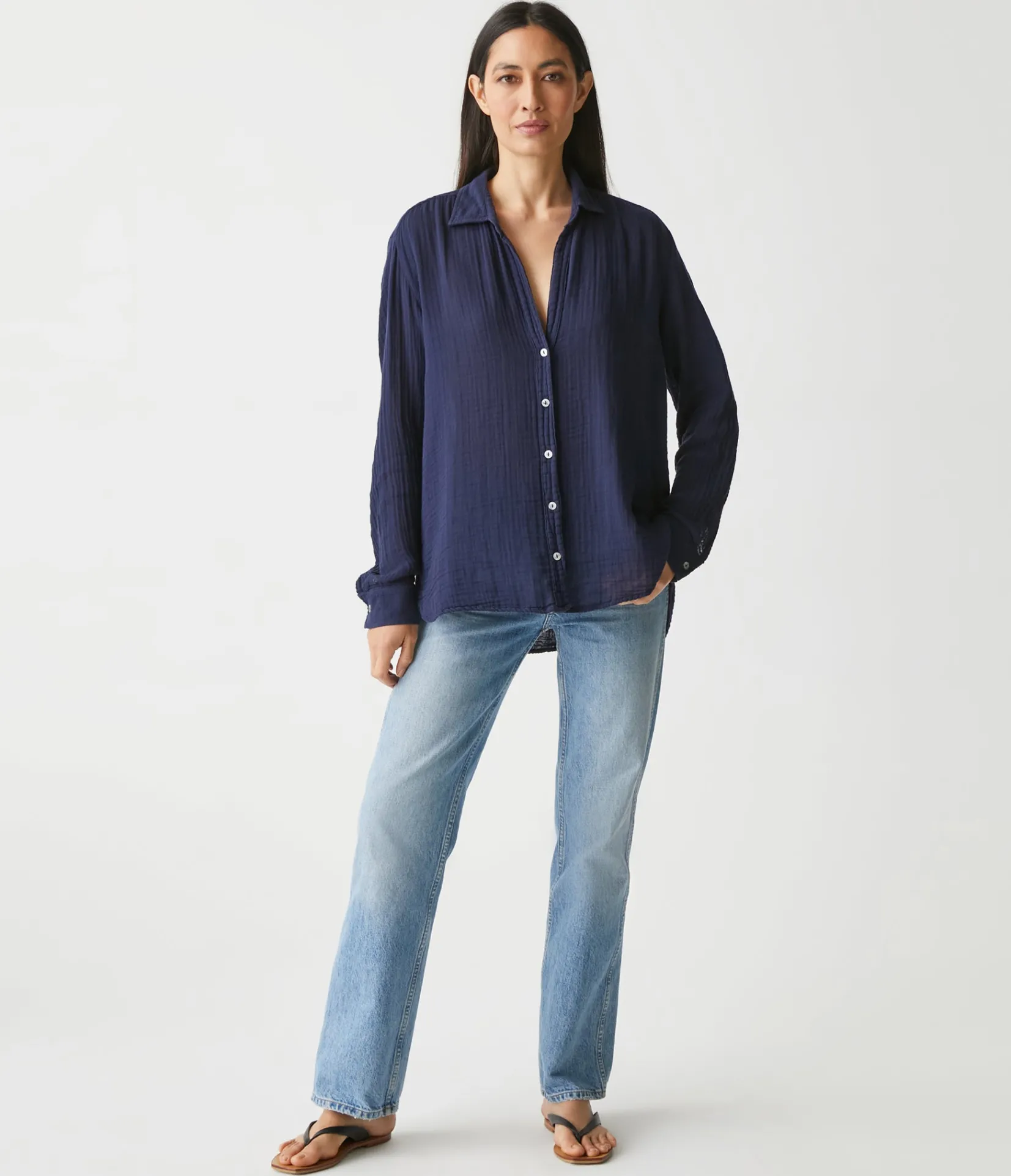 leo_gauze_button_down_shirt_65.webp Michael Stars Leo Gauze Button Down Shirt- Tops, Blouses & Shirts
