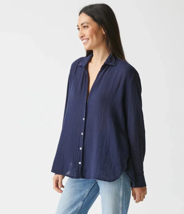 Michael Stars Leo Gauze Button Down Shirt- Tops, Blouses & Shirts