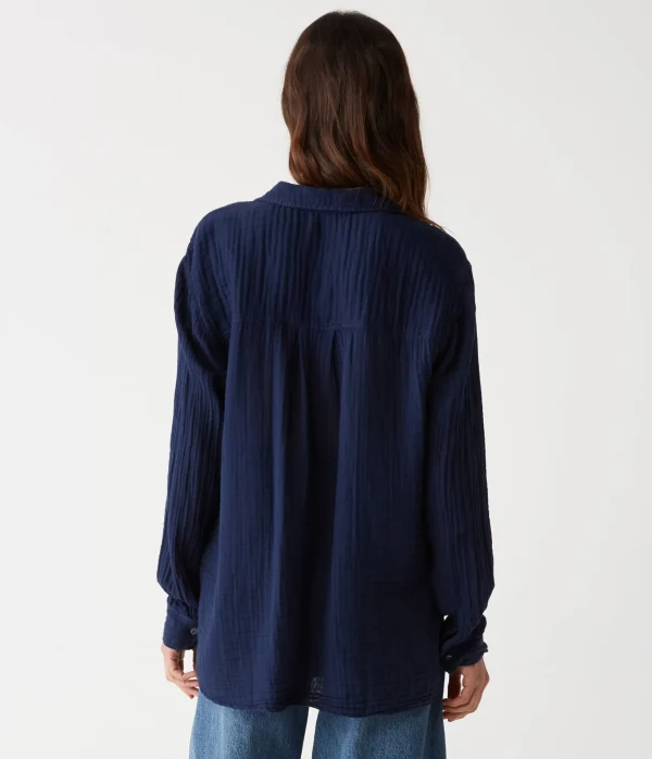 Michael Stars Leo Gauze Button Down Shirt- Tops, Blouses & Shirts