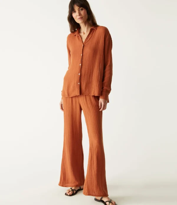 Michael Stars Leo Gauze Button Down Shirt- Tops, Blouses & Shirts
