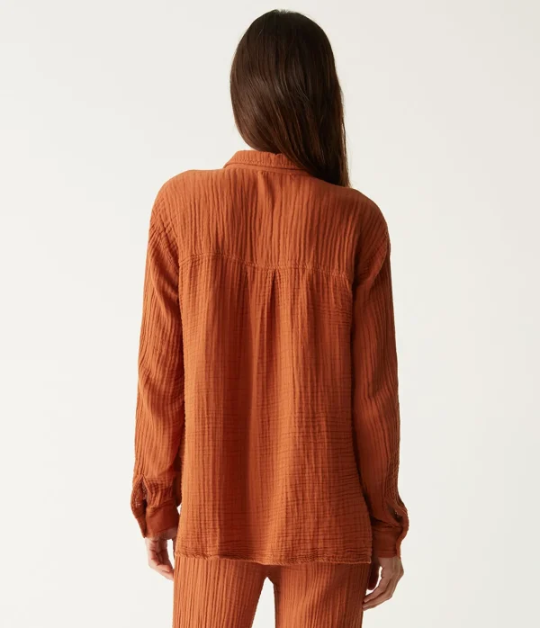 Michael Stars Leo Gauze Button Down Shirt- Tops, Blouses & Shirts
