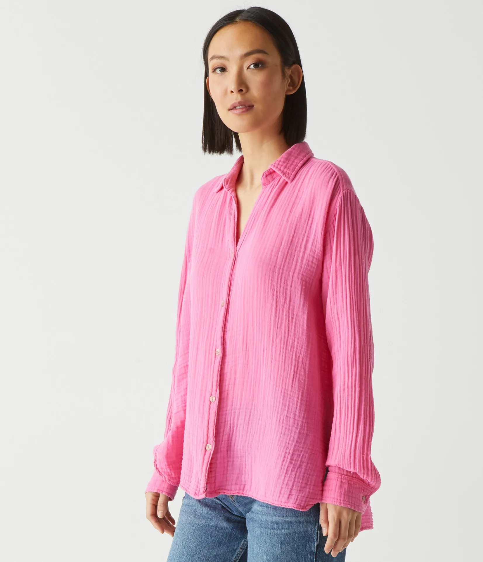 leo_gauze_button_down_shirt_77.webp Michael Stars Leo Gauze Button Down Shirt- Tops, Blouses & Shirts