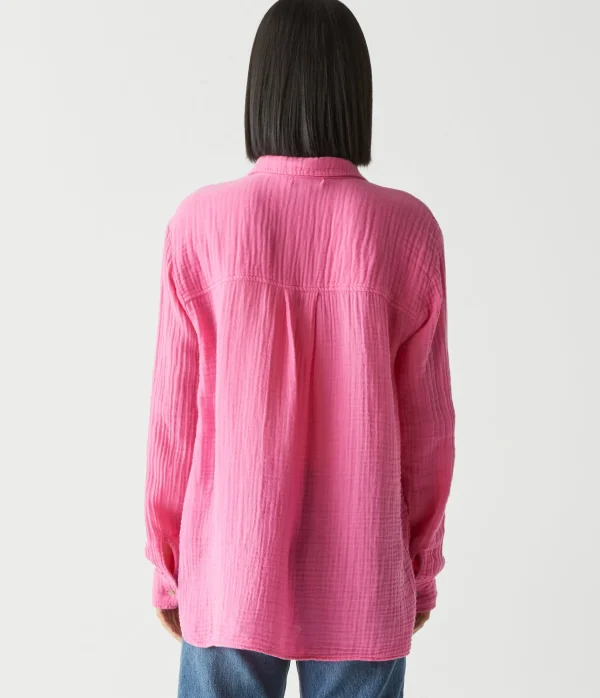Michael Stars Leo Gauze Button Down Shirt- Tops, Blouses & Shirts