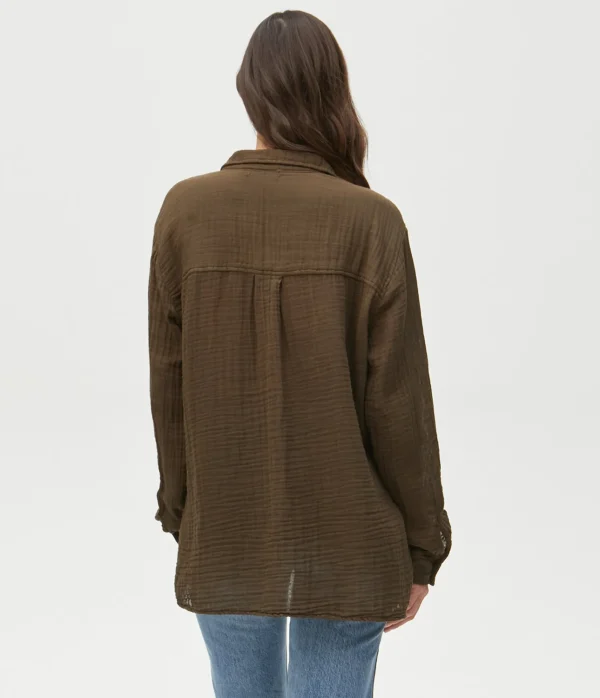 Michael Stars Leo Gauze Button Down Shirt- Tops, Blouses & Shirts