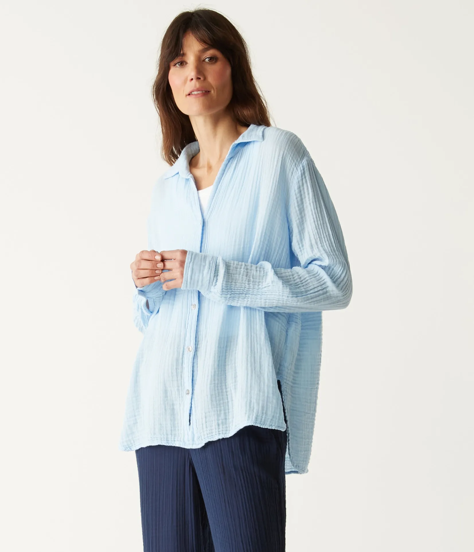 leo_gauze_button_down_shirt_86.webp Michael Stars Leo Gauze Button Down Shirt- Tops, Blouses & Shirts