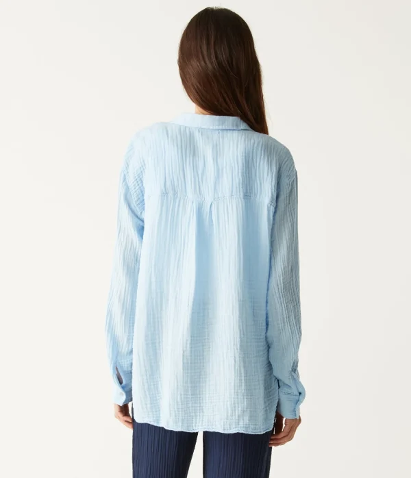 Michael Stars Leo Gauze Button Down Shirt- Tops, Blouses & Shirts