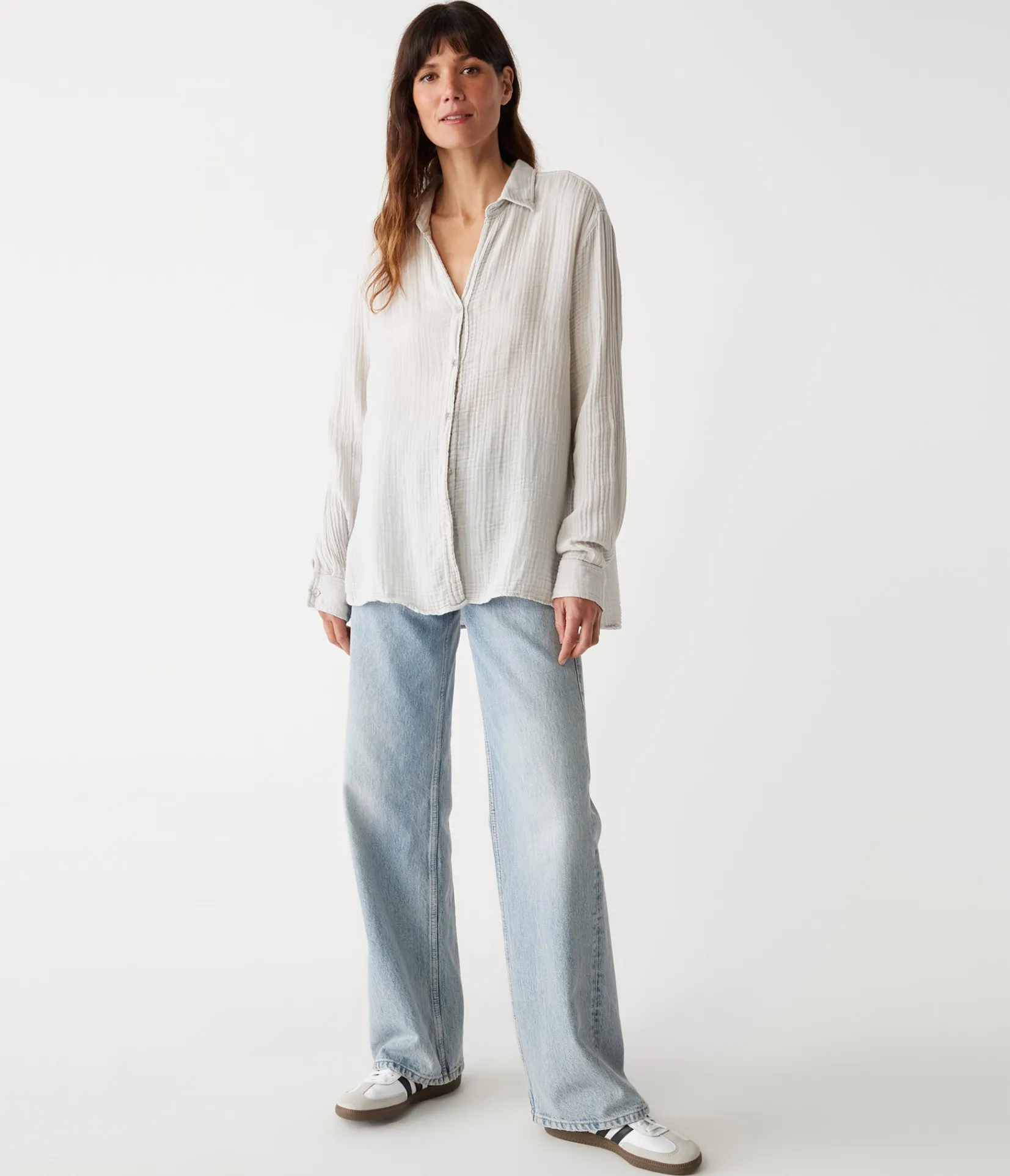 leo_gauze_button_down_shirt_89.webp Michael Stars Leo Gauze Button Down Shirt- Tops, Blouses & Shirts