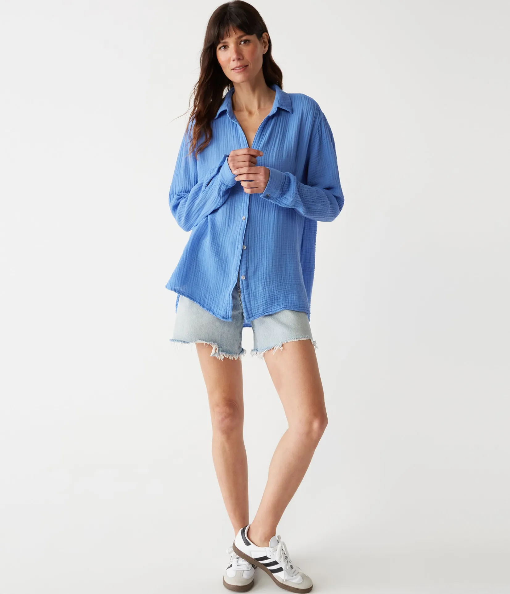leo_gauze_button_down_shirt_93.webp Michael Stars Leo Gauze Button Down Shirt- Tops, Blouses & Shirts