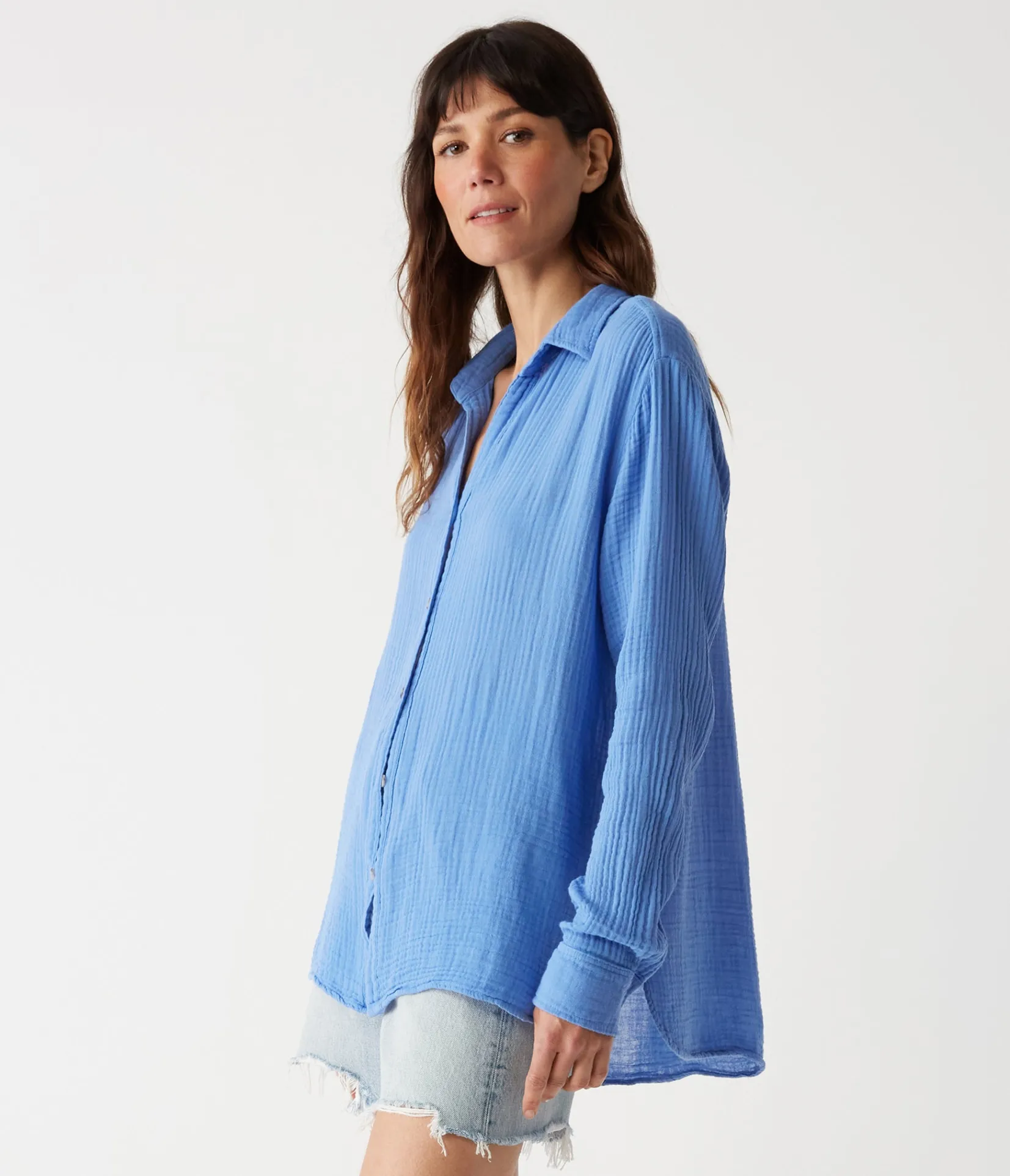 leo_gauze_button_down_shirt_94.webp Michael Stars Leo Gauze Button Down Shirt- Tops, Blouses & Shirts