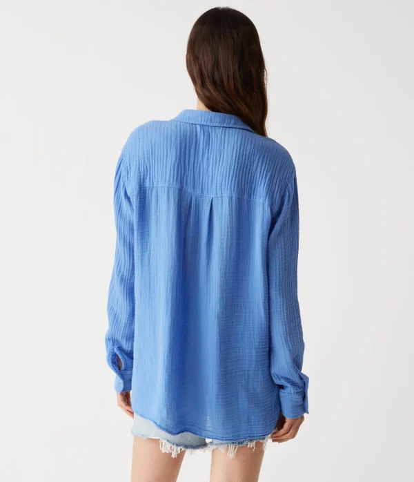 Michael Stars Leo Gauze Button Down Shirt- Tops, Blouses & Shirts
