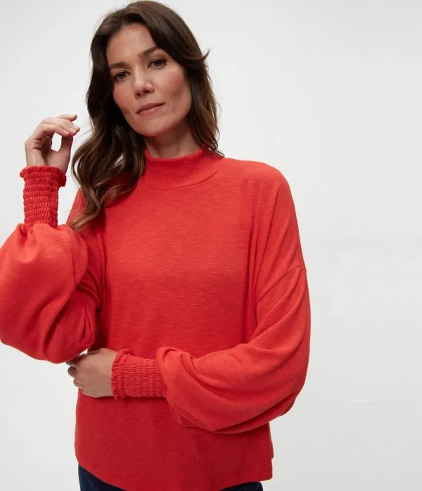 Michael Stars Lila Mock Neck Top- T-Shirts