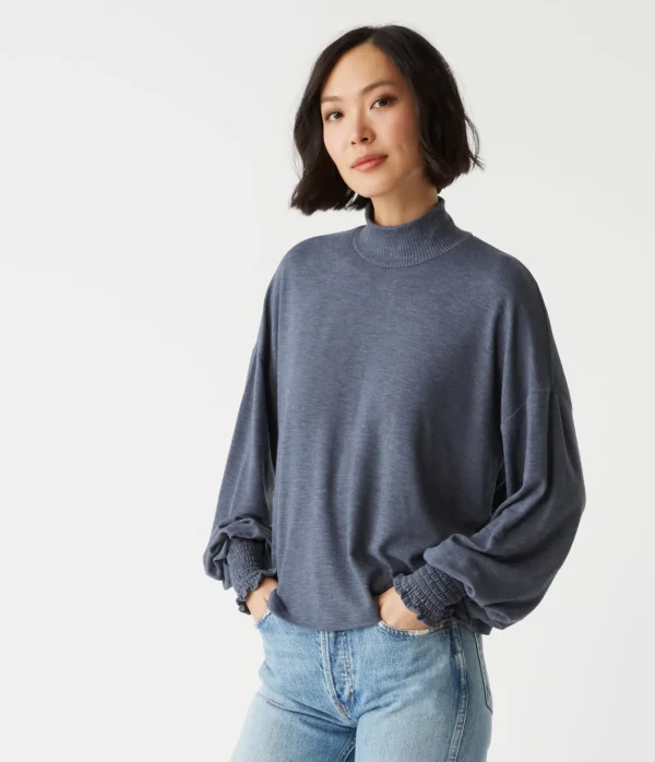 Michael Stars Lila Mock Neck Top- T-Shirts