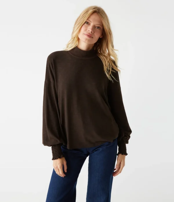 Michael Stars Lila Mock Neck Top- T-Shirts