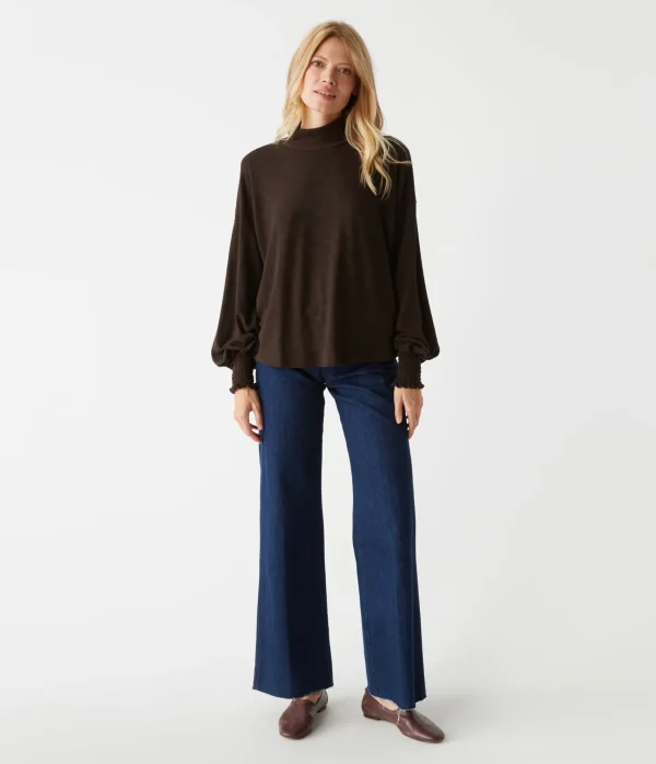 Michael Stars Lila Mock Neck Top- T-Shirts