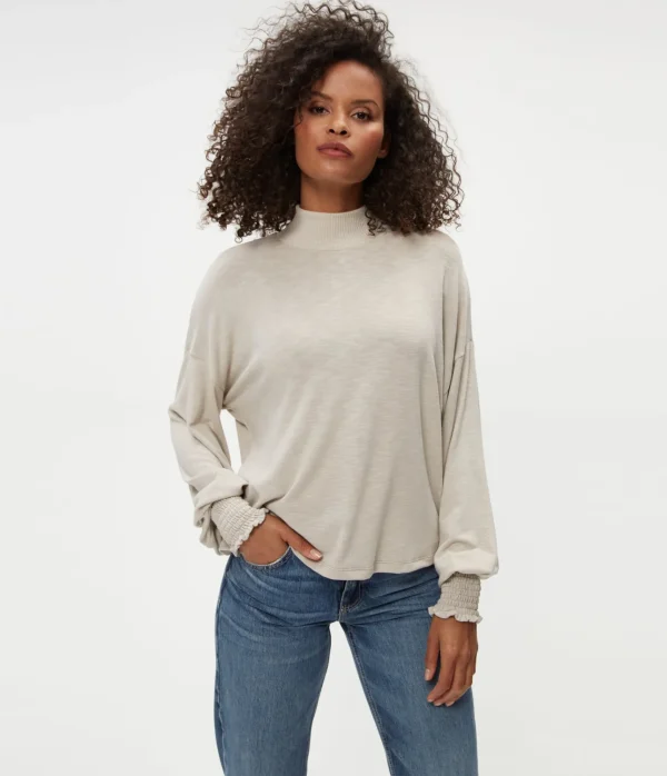 Michael Stars Lila Mock Neck Top- T-Shirts
