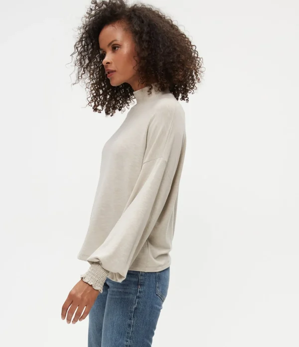 Michael Stars Lila Mock Neck Top- T-Shirts